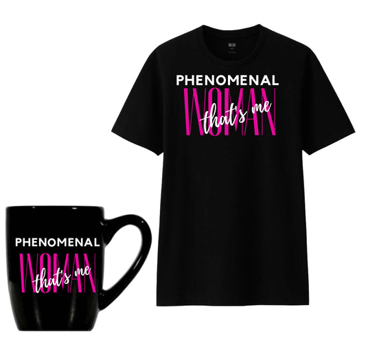 Phenomenal Woman- Black Tee Gift Set