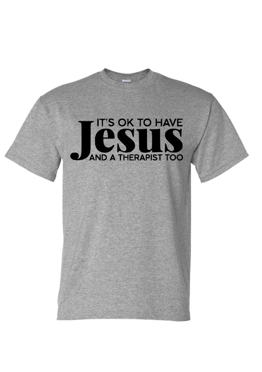 Jesus & Therapy Grey Tee